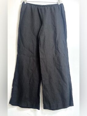 Chico's Black Wide-Leg Linen Blend Pants